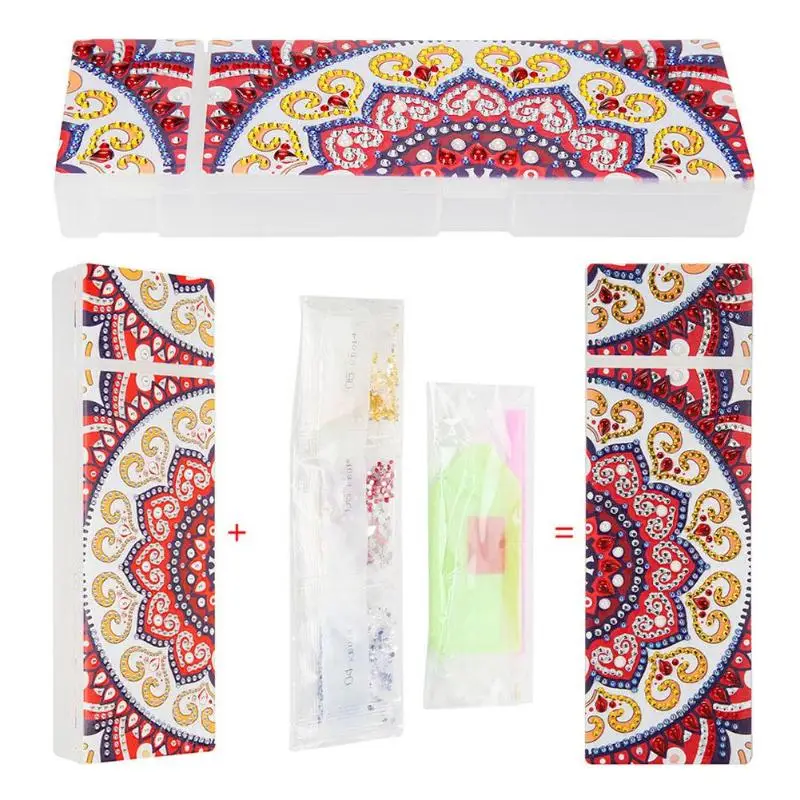 5D DIY Special Shaped Diamond Painting 2 Grids Stationery Pencil Box Rhinestones Diamond Embroidery Mandala Storage Case Gifts - Цвет: L