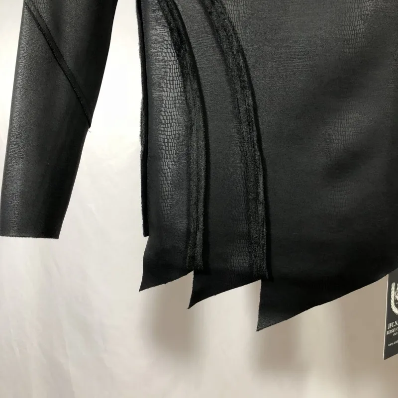 

Winter New Men Irregular Thick Long Sleeve T-shirt Personality Turtleneck Slim Fit Tops Street Warm Punk Black T-shirt S-2XL