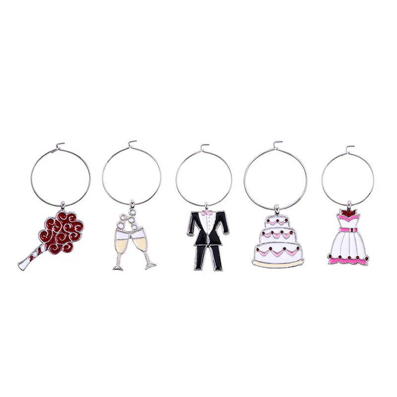 5 шт. невеста жених кулон Платье бокал вина чашки кольцо бирки маркеры декор