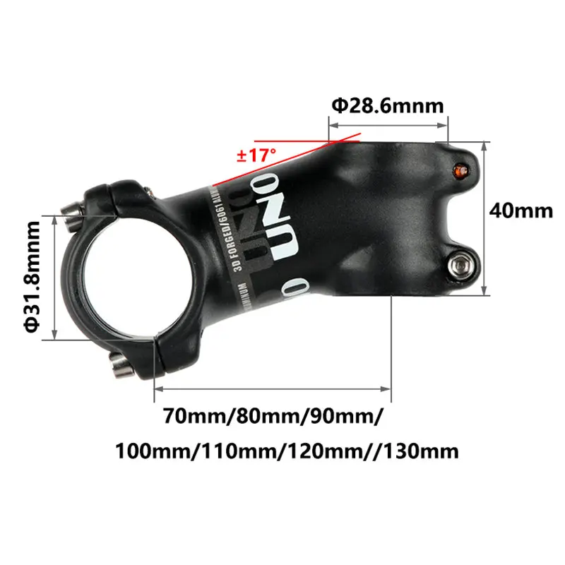 Велосипедный стержень UNO штырь для горного велосипеда Сверхлегкий руля 28 6/31 8 мм 17
