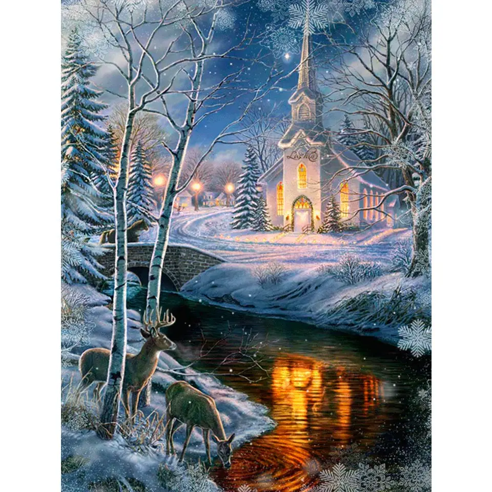 Diy 5D алмазная живопись зима природа и Животные Вышивка крестом полная Алмазная