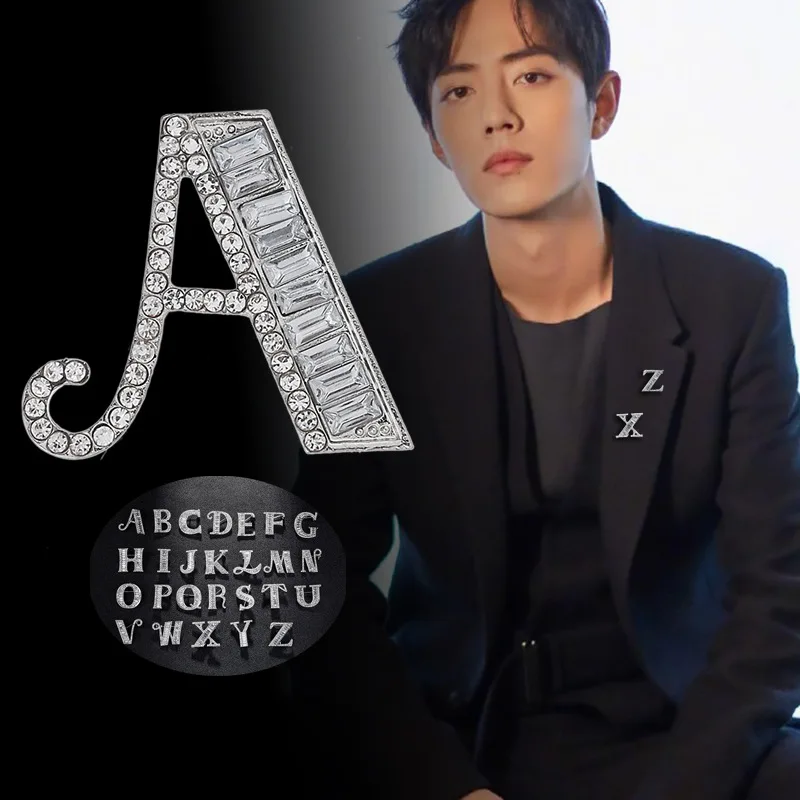 Новинка металлическая брошь с кристаллами булавка 26 Английских Букв булавки и