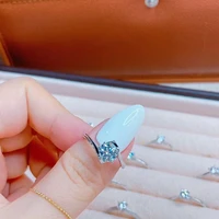 s925 sterling silver korean fashion diamond ring all match classic six claw ring half faced jiangshan square bag ladies jewelry