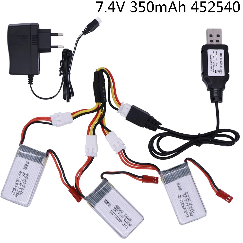 Lipo аккумулятор с USB зарядным устройством 7 4 В 350 мА/ч для MJX X401H X402 JXD 515 Вт в RC Mini FPV Drone