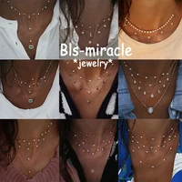 bls miracle bohemian necklaces for women multi element choker pendant necklace 2019 ethnic multi layer female fashion jewelry