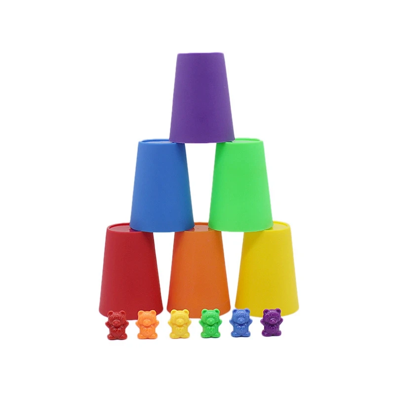 

Rainbow Sensory Toys Counting Bears Matching Sorting Cups Baby Kids Games Learning Preschool Educational Montessori Toys