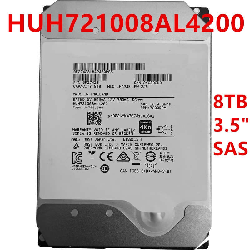 Новый оригинальный жесткий диск для Hgst/WD 8 ТБ 3