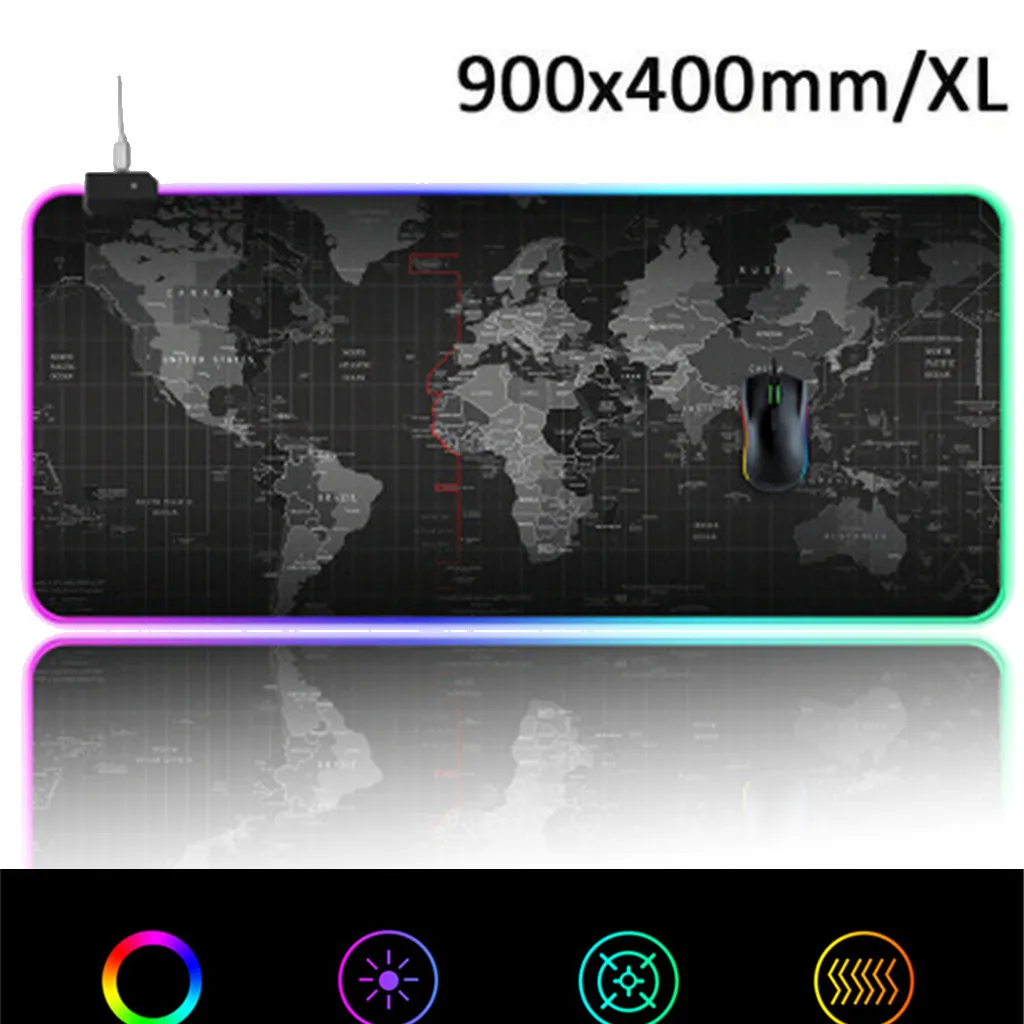 Игровой коврик для мыши большой RGB компьютерный со светодиодной подсветкой XXL