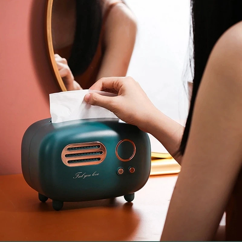 

Retro Tissue Box Table Napkin Stand Desktop Roll Paper Storage Case Handkerchief Extraction Holder Dispenser Desk Organizer