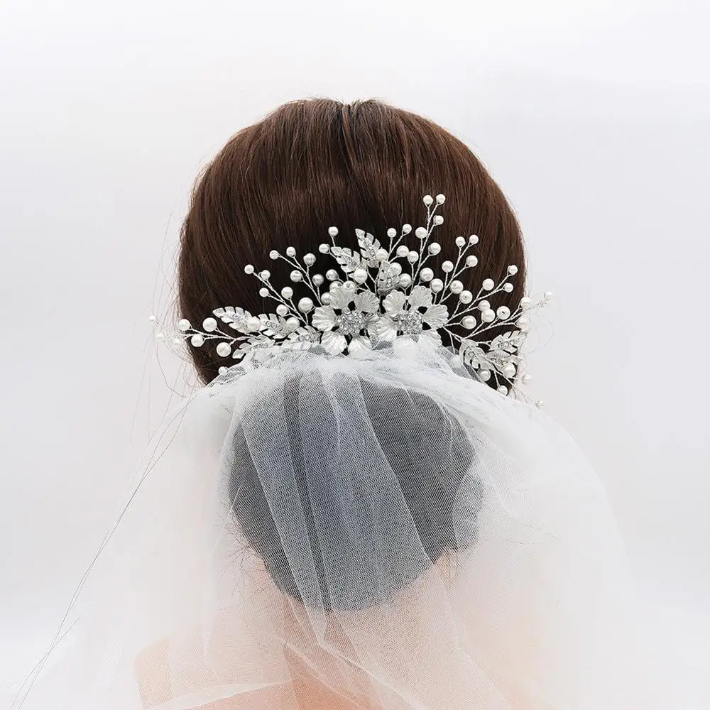 Rhinestone Flower Leaf Bridal Hair Comb for Girls Crystal Ornaments Jewelry Wedding Accessories | Свадьбы и торжества