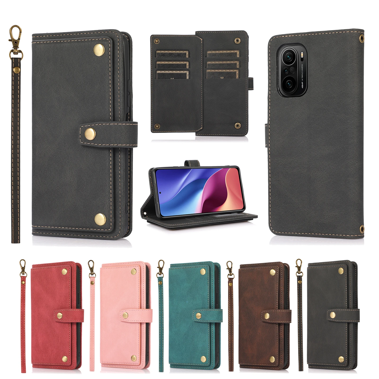 case for xiaomi mi 10 11 lite poco x3 nfc f3 redmi 9a 9c note10s 9 k40 pro cover wallet card strap belt leather holder phone bag free global shipping