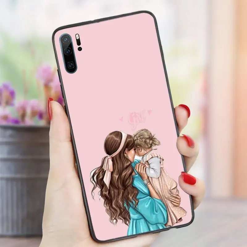 

pink cartoon Baby Mom Girls love Phone Case For Huawei honor Mate P 10 20 30 40 i 9 8 pro x Lite smart 2019 nova 5t