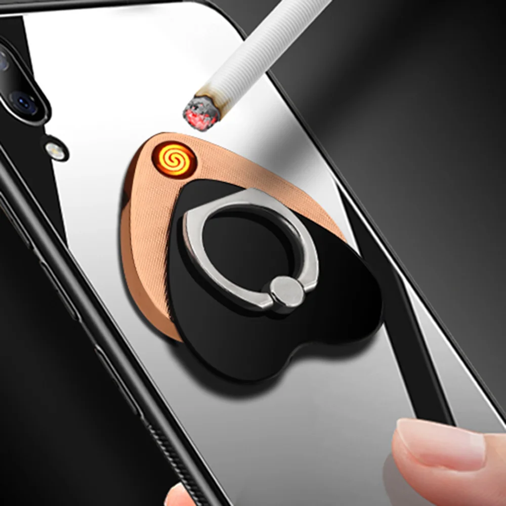 black Gerui креативный USB прикуриватель может сделать мобильный телефон кронштейн Зажигалка многофункциональные аксессуары для сигарет - Цвет: black