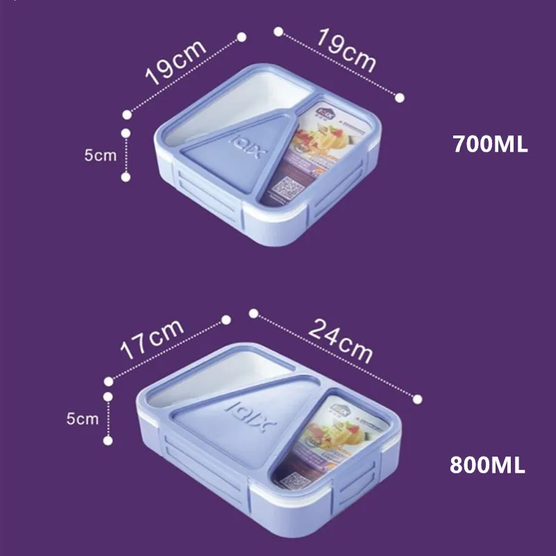 3 перегородки Портативный Ланч бокс для микроволновой печи Bento Box здоровый