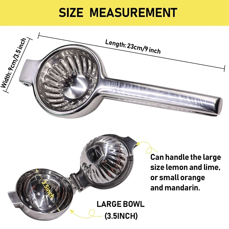 

Stainless Steel Large Manual Citrus Hand Press Juicer-Premium Heavy Duty Solid Metal Lemon Orange Juicer