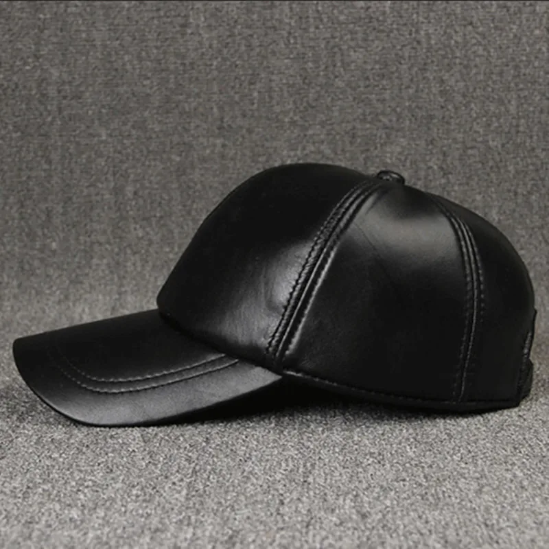 SHALUOTAOTAO trend Autumn Winter fashion sheepskin Baseball cap adjustable size Genuine Leather hat men's Leisure Snapback caps |