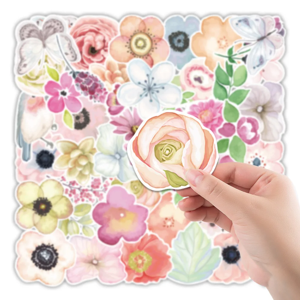 103050pcs mixed pretty flowers aesthetics stickers laptop phone suitcase guitar bike waterproof graffiti sticker decal kid toy free global shipping