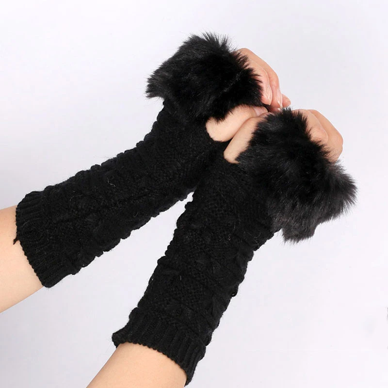 All-match Furry Sleeves Warm Arm Sleeves Knitted Arm Sleeve Simplicity Decorative Sleeve Clothing Accessories Hemp Gloves images - 6