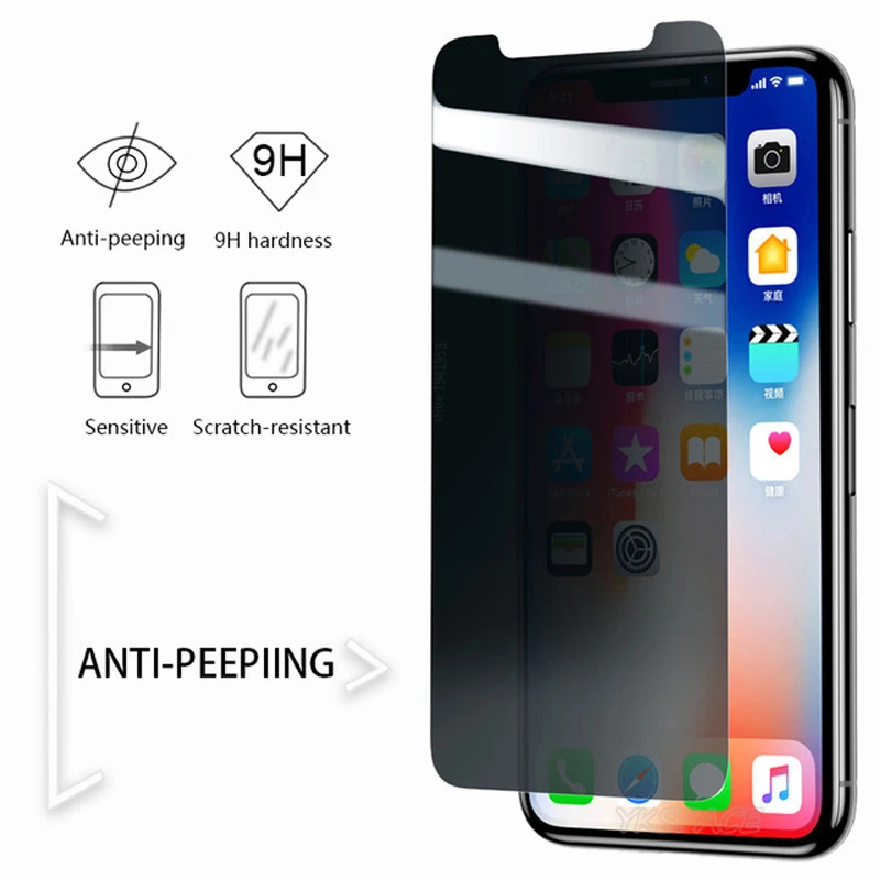 Антишпионская Антибликовая Защитная пленка 9H для iPhone X XS 11 12 mini Pro Max 6 6s 7 8 Plus|tempered
