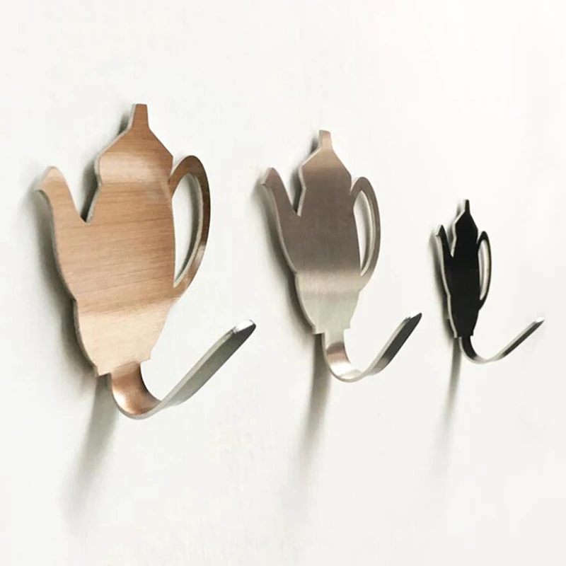 English Teapot Stainless Steel Hook Kitchen Free Punch High Quality Kawaii Creative Cute Hooks Home Decoration | Дом и сад