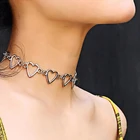Женское Ожерелье-чокер в стиле панк, милое ожерелье с полыми звеньями сердца, массивное ювелирное изделие до ключиц, 2021