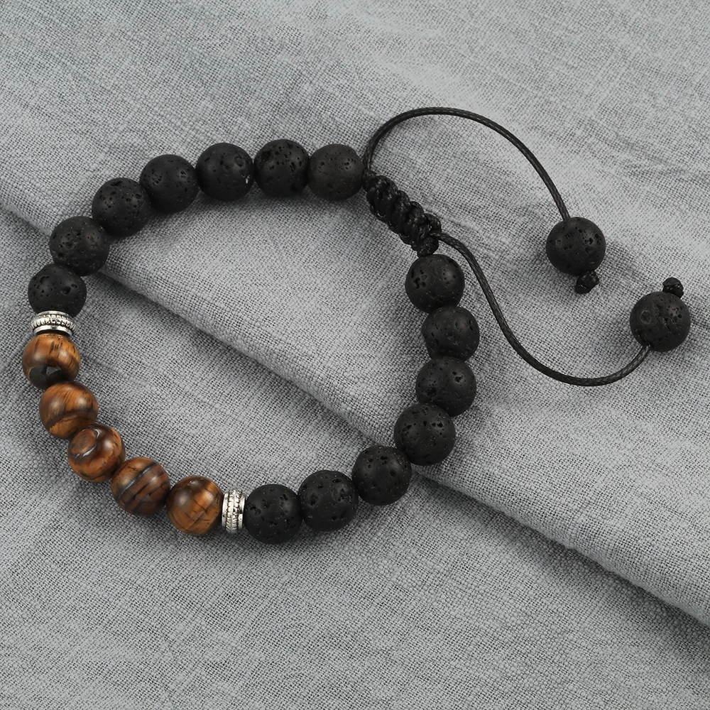 Лавовый камень браслет шлем гладиатора очарование бисера браслеты для мужчин и