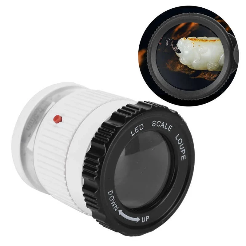 30X Magnifier Scale Reading Mirror Pocket Jewelry LED Loupe with 3 UV Light Optical Glass Lens Magnification | Инструменты