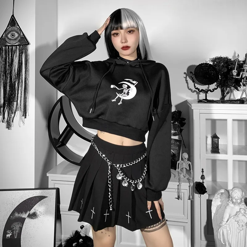 

Dropshipping 2021 new Women Hoodies Gothic Winter Long sleeves Pullovers