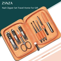 manicure set stainless steel 9 in 1 nail clipper with pu leather case scissors cutter for men and women personal care tools