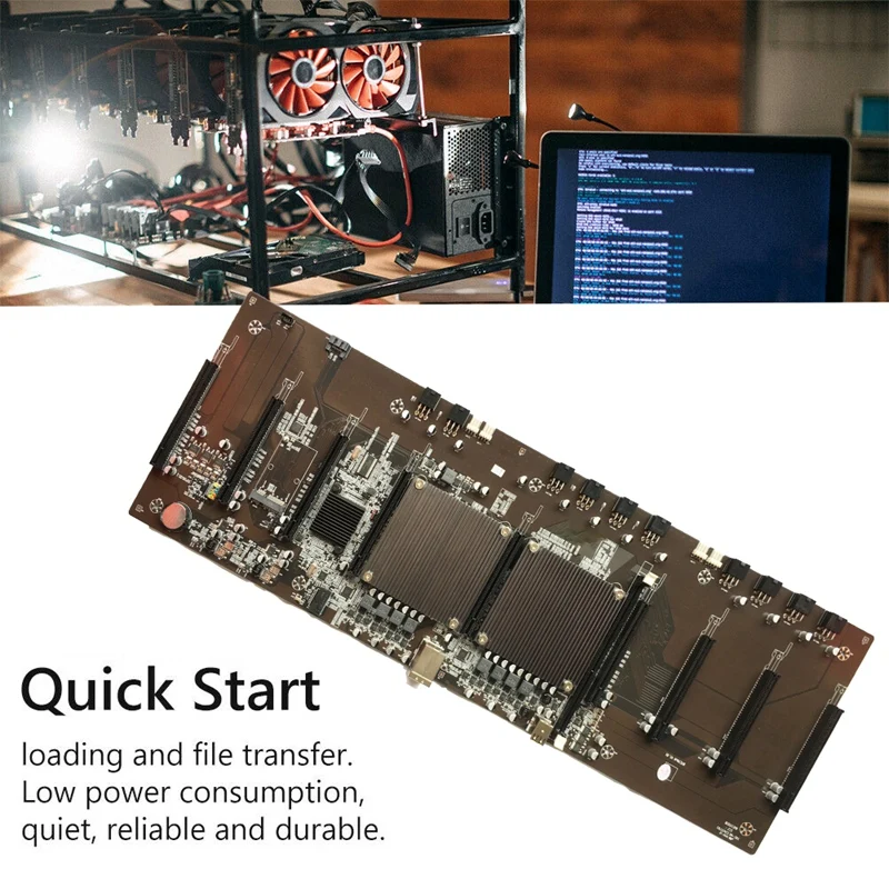 btc mining machine motherboard 3060 in line 9 cards 2 lga 2011 cpu ddr3 memory 60mm pitch x79 motherboardcooling fan free global shipping