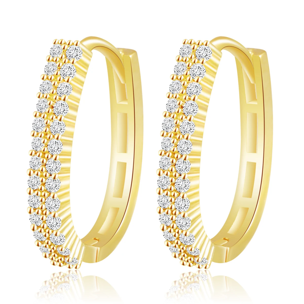 Роскошные золотые серьги кольца с кристаллами циркония для женщин блестящие