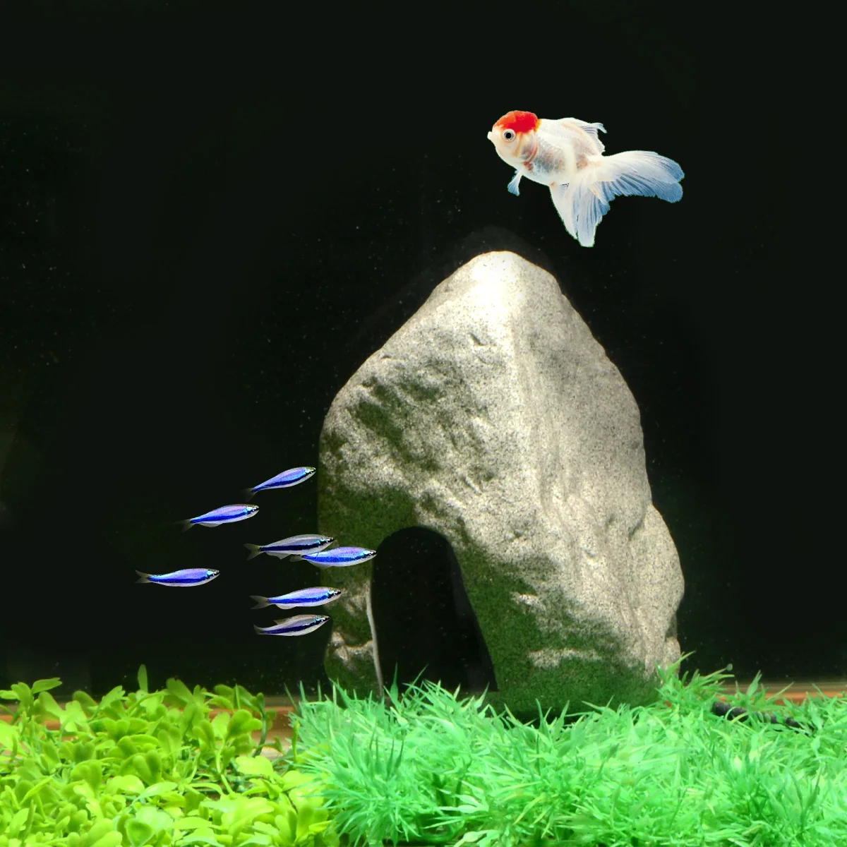 Украшение для аквариума Saim керамический серый искусственный камень с маленьким