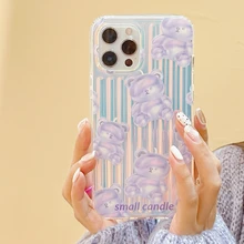 Cute Cartoon Laser Blu-ray Candy Bear Korea Phone Case For iPhone 12 11 Pro Max X Xs Max Xr 7 8 Puls Cases Soft Silicone Cover