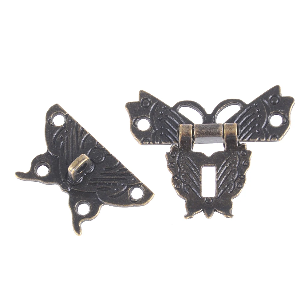 

Zinc Alloy 5cm x 4.3 cm Butterfly Buckle Hasp Hasp Wooden Wine Box With Lock Buckle Antique Padlock Hardware