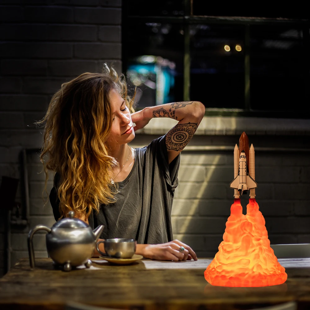 

2019 Newest 3D Print Space Shuttle Lamp NIght Light For Space Fans Moon Lamp Rocket Lamp Decoration For Home