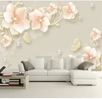3d three dimensional relief jewelry flower modern minimalist tv background wall custom wallpaper 8d waterproof wall covering