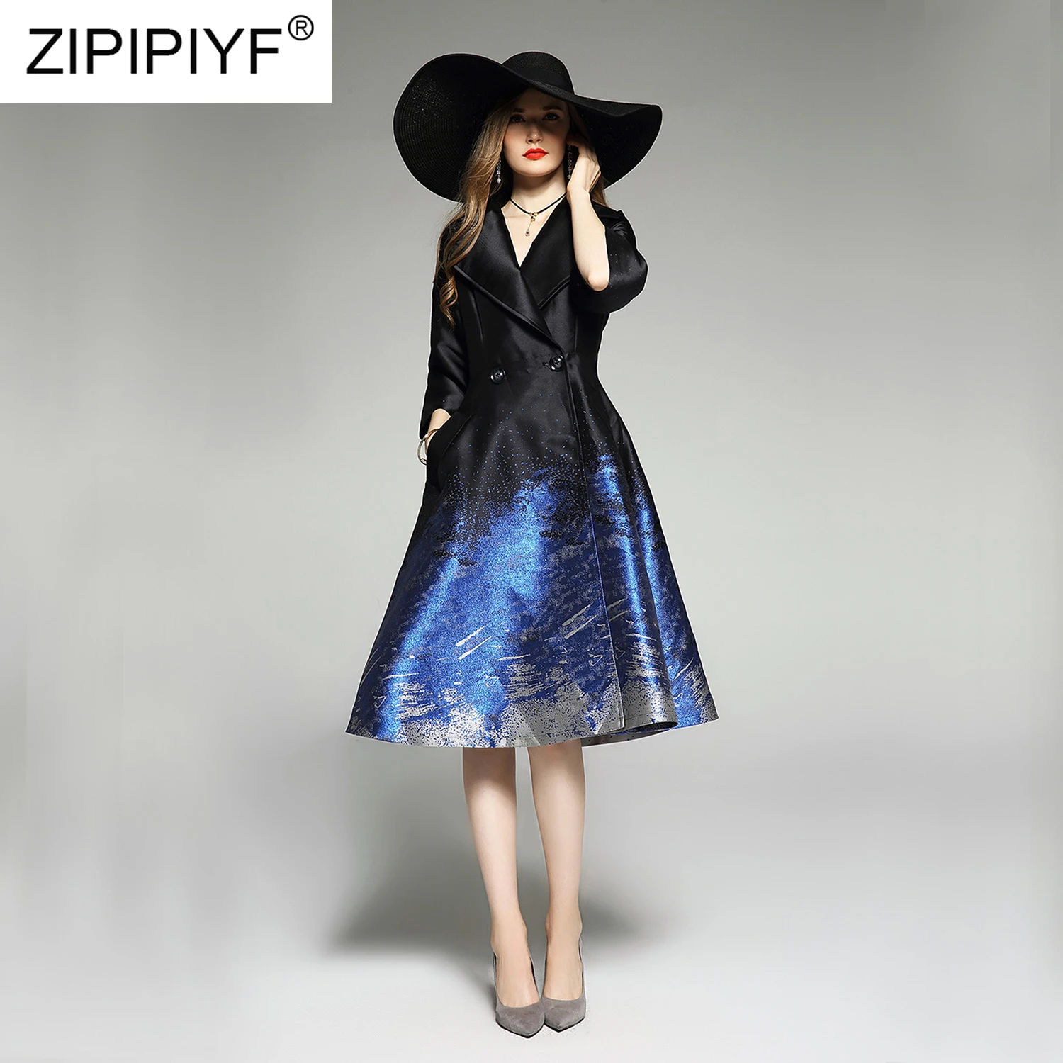 

Female Skirt Trench 2020 Spring Women Fashion Notched Collar Butterfly Three Quarter Sleeve Knee-Length High Quality Dress Y83