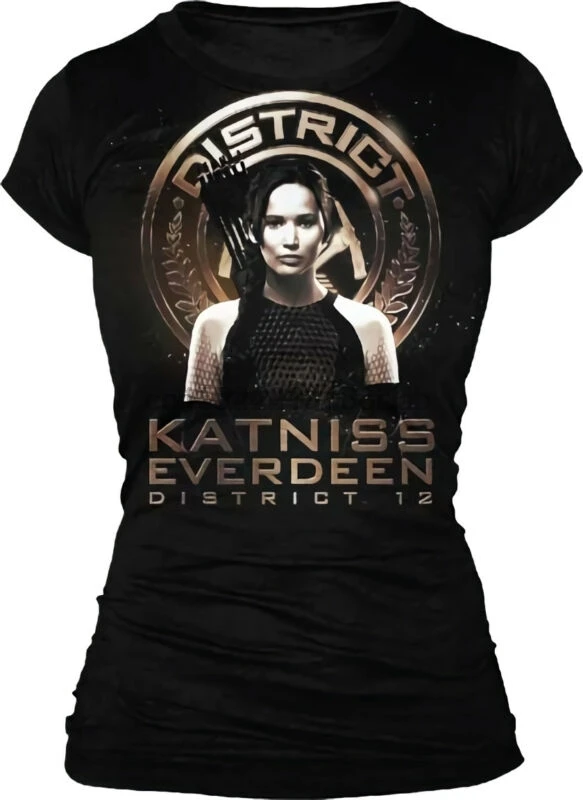Черная футболка для подростков с символикой Голодных игр 2 катанисс район 12