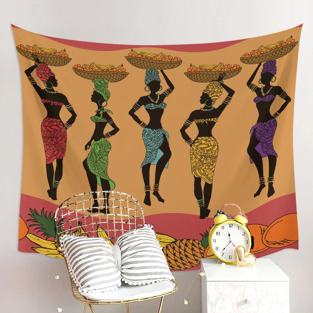 Настенный подвесной коврик для пикника йоги корзины с фруктами в африканском