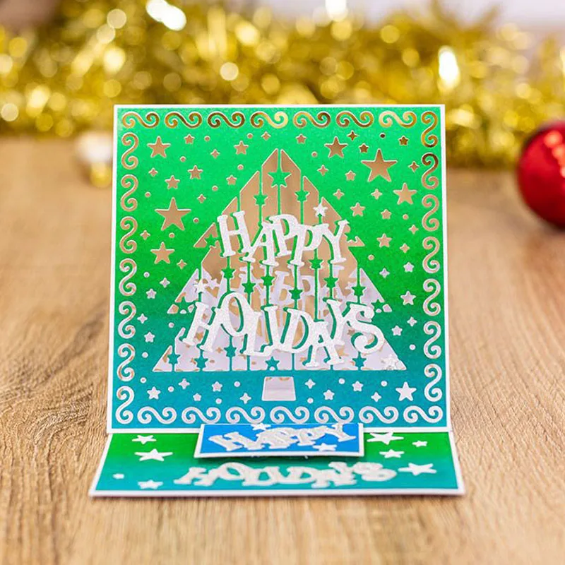 5pcs/set Interchangeable Elegant Flowers Christmas Tree Snowflake Happy Winter Wishes Doodle Square Frame DIY Craft 2020 New | Дом и сад