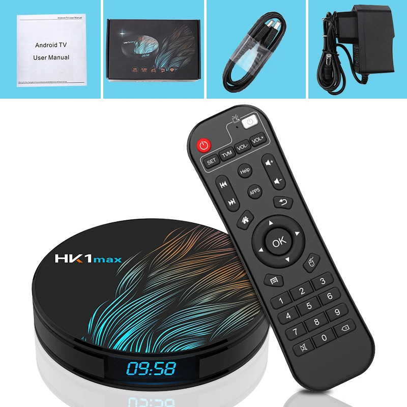 Умная ТВ-приставка HK1 MAX Android 9 0 четырехъядерный процессор RK3318 4K HD медиаплеер