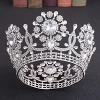 large bride tiara crown luxury crystal women hair jewelry rhinestone wedding crown hairwear headbands bridal hair accessories