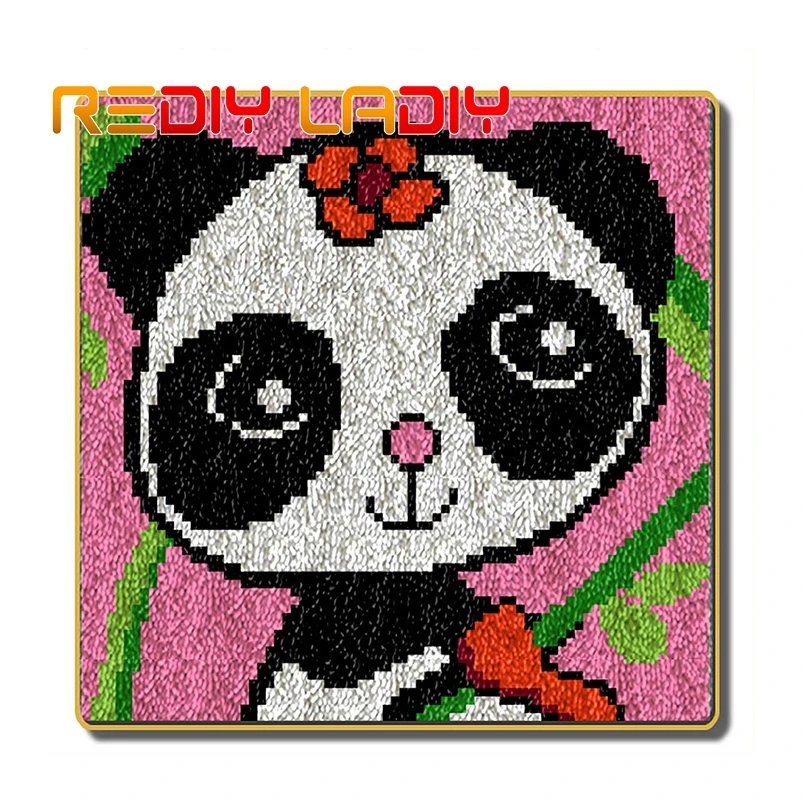 Крюк с защелкой ковер Наборы вяжущие крючком розовая панда акриловой пряжи Цвет