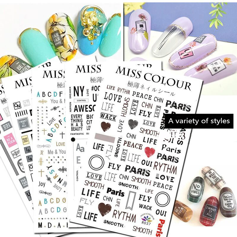 1 шт. 3D наклейки для ногтей с надписью на английском языке|Стикеры и наклейки| |