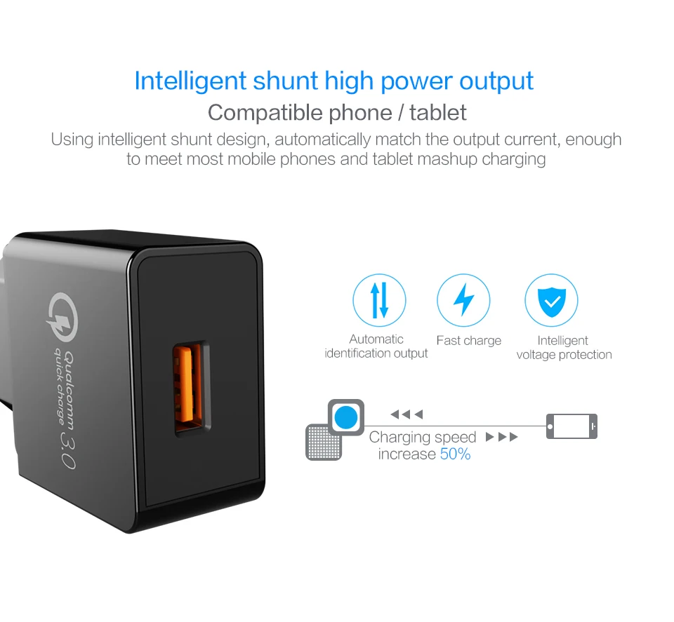 PZOZ usb зарядное устройство eu настенная вилка Быстрая зарядка QC 3,0 Портативный 18 Вт универсальный адаптер для мобильного телефона для xiomi huawei p10 lg g6
