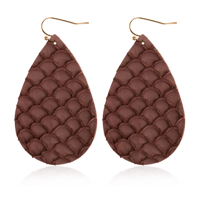 Женские кожаные серьги M & G с узором в виде рыбьей кожи текстурированные Простые