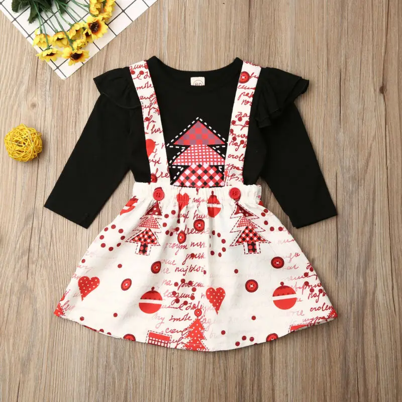 Одежда для рождественских праздников маленьких девочек футболка комплект из