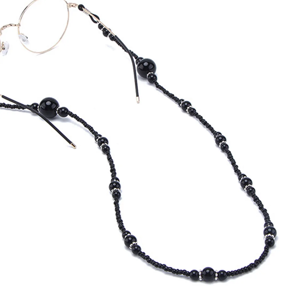 Модные женские цепочки для очков черные акриловые бусины цепи Противоскользящий