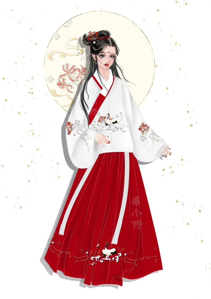 

Traditional Clothing Fashion Pattern Embroidery Hanfu Red Skirts for Women Style Hand Collar Lute Sleeves Low Price Embroidery