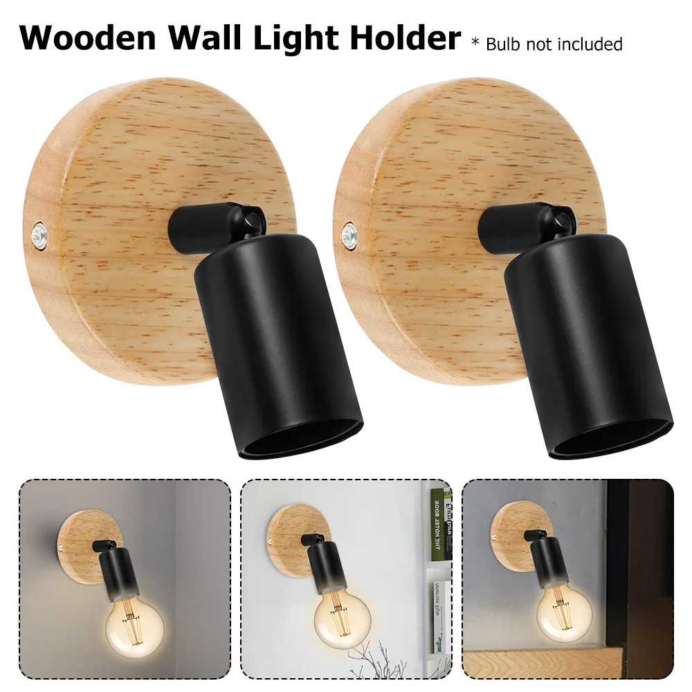 

2pcs Wooden Wall Light Retro Sconce Hanging Mounted Wall Lamp Fixture Vintage Bedside Hall Night Reading Lamp Modern Decoration